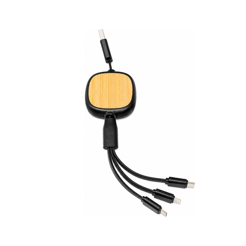 Cable Multipuerto Retráctil Bambú