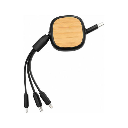 Cable Multipuerto Retráctil Bambú