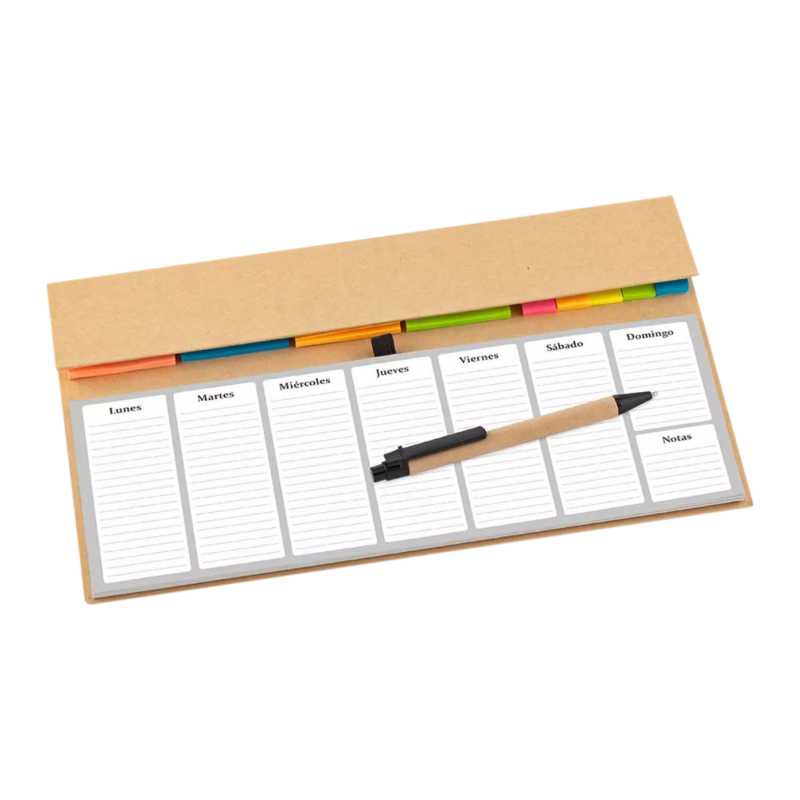 Planificador Semanal con Lapicero y Post It