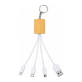 Cable Multipuerto Bambú con Llavero