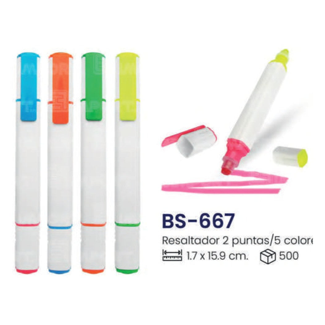Resaltador 2 Puntas 5 Colores – Modelo BS-667