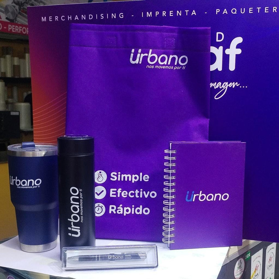 Kit corporativo: bolsa, termos y libreta