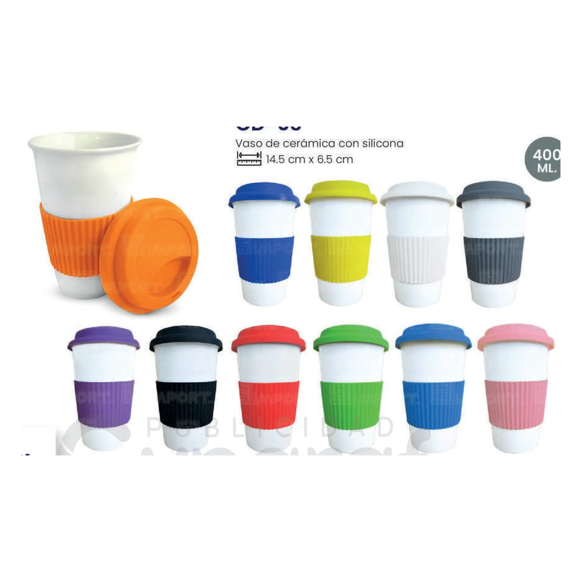 Vaso de Cerámica con Silicona 400 ml – Modelo CD-03